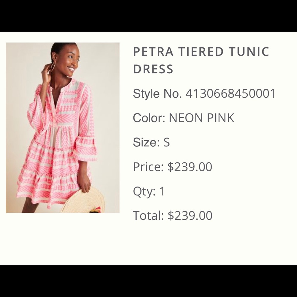 Anthropologie Petra embroidered tunic dress